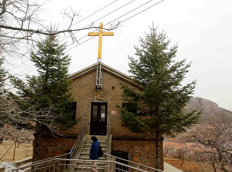 A picture of a church in Gushan Town, Dandong, Liaoning, which is originated from a school set up by Nielsen Ellen, a Danish missionary