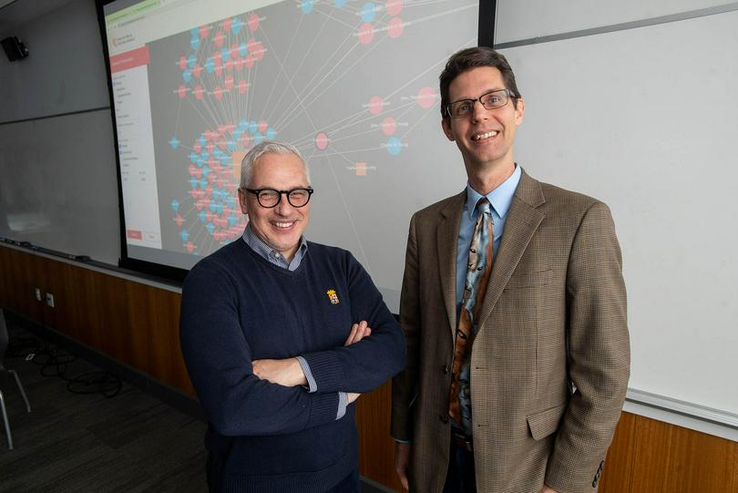 Eugenio Menegon (left), a CAS associate professor of history, Daryl Ireland (right), an STH research assistant professor of mission, and Alex Mayfield (STH’21) (not pictured) are the principal investigators for the China Historical Christian Database, an effort to chart 400 years of religious history.