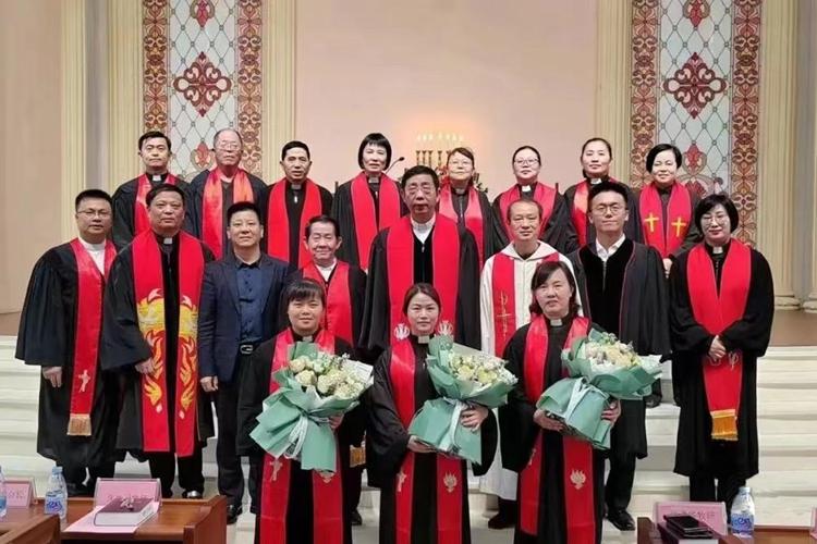 A group picture was taken during a pastoral installation service held for three female pastors in Qiji Church, Xianyou County, Putian City, Fujian Province, on April 17, 2023.