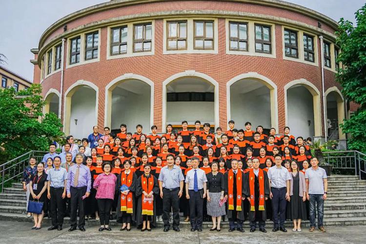Graduates from East China Theological Seminary in Shanghai and pastors took a group picture after the graduation service on June 21, 2023.