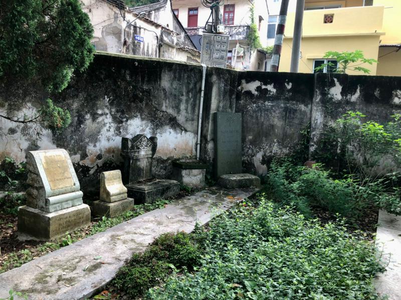 Some missionary tombstones in Queshi Church, Shantou, Guangdong Province