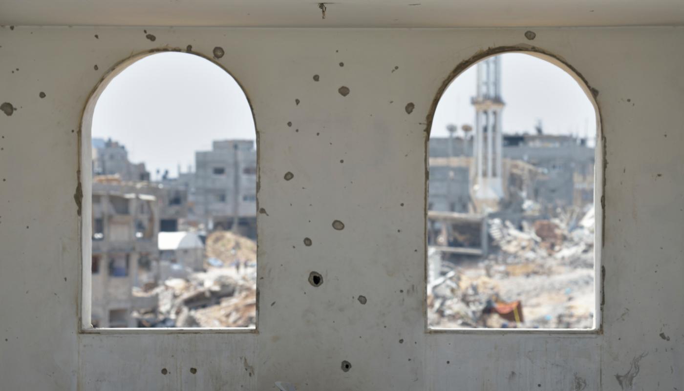 Windows in Shejaiya, a neighborhood of Gaza City that was hard hit by the Israeli military during the 2014 war. 