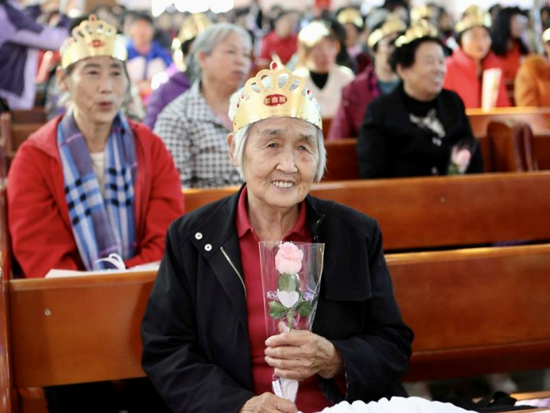 Gospel Church in Liaozhong District hosted a collective birthday party for the elderly to mark the Double Ninth Festival in Shenyang City, Liaoning Province, on October 22, 2023.