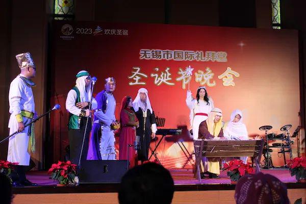 Believers performed in special costumes to celebrate Christmas at the Wuxi International Church in Wuxi City, Jiangsu Province, on December 23, 2023.