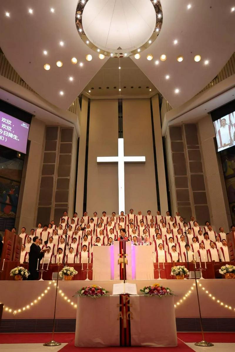 A choir performed to celebrate Christmas at the Tianhe Church in Guangzhou City, Guangdong Province, on December 24, 2023.