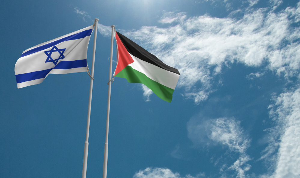 A picture of Israel and Palestine Flags
