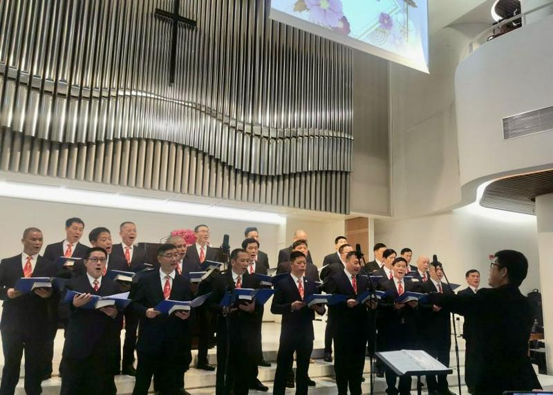 The Brothers Fellowship of the Huaxiang Church performed during the New Year worship service in Fuzhou City, Fujian Province, on February 10, 2024, the first day of the 2024 Chinese New Year.