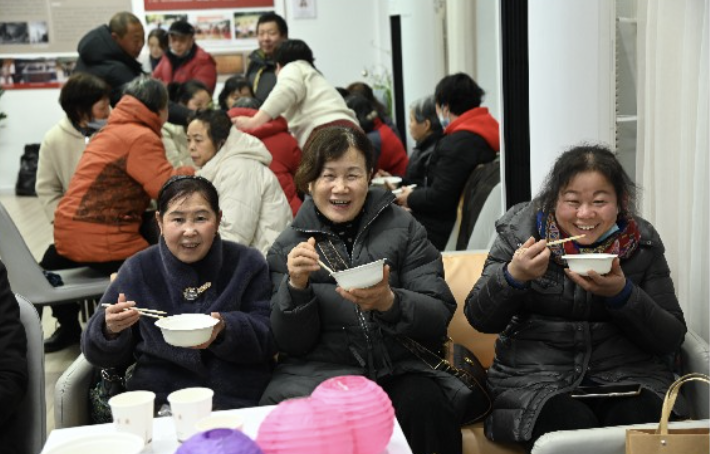 Believers were eating the glutinous rice balls during the celebration of the Lantern Festival at the Shishan Church in Suzhou City, Jiangsu Province, on February 25, 2024.  