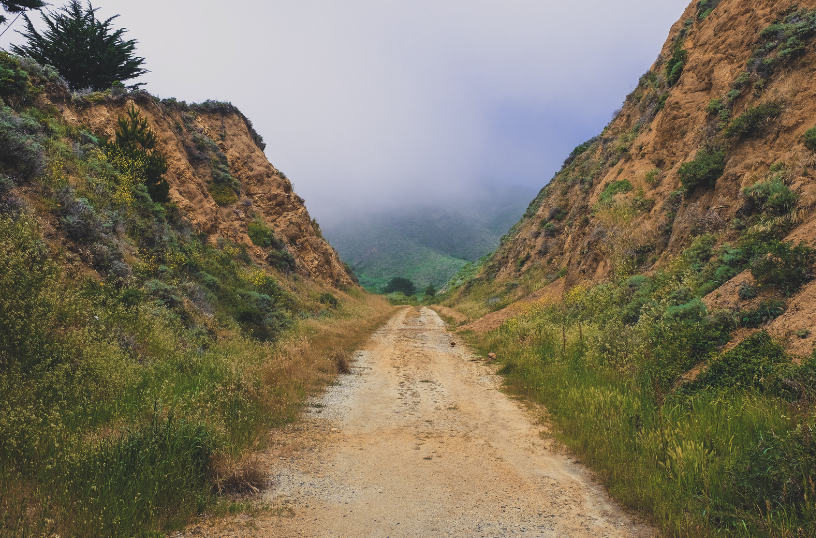 A narrow path among hills