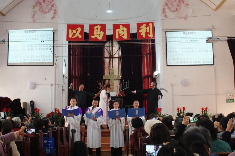 The musical "Jesus Rose from the Dead" was staged during the Easter service at the Kunshan Church in Jiangsu province on March 31, 2024.