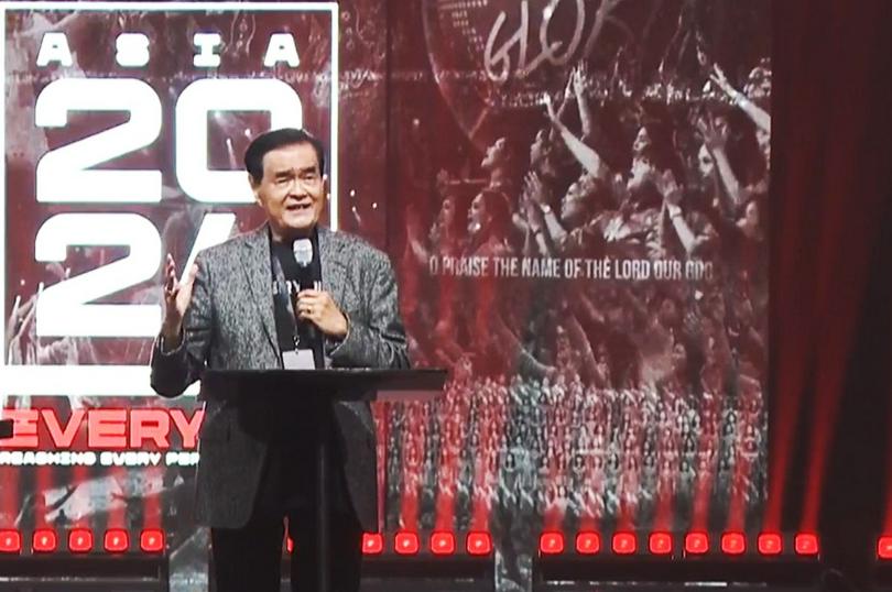 Dr. Niko Njotorahardjo, founder and president of Gereja Bethel International churches, spoke in the opening session of the Everyone Asia 2024 conference conducted on July 3, 2024, Sentul, Indonesia. 