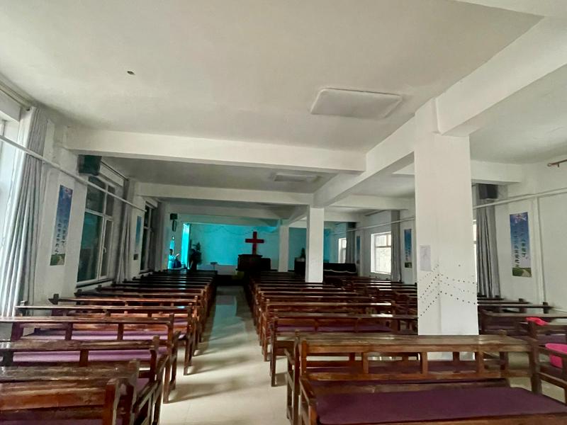 The interior picture of the Shouyang County Church in Jinzhong City, Shanxi Province