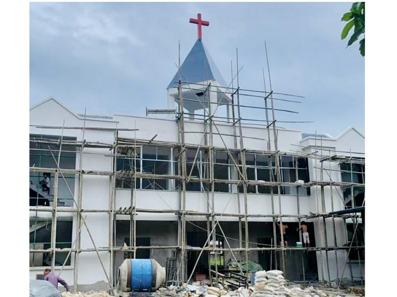 The Shancheng Church in construction.