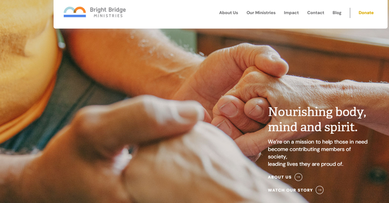 The screenshot of the Bright Bridge Ministies' homepage