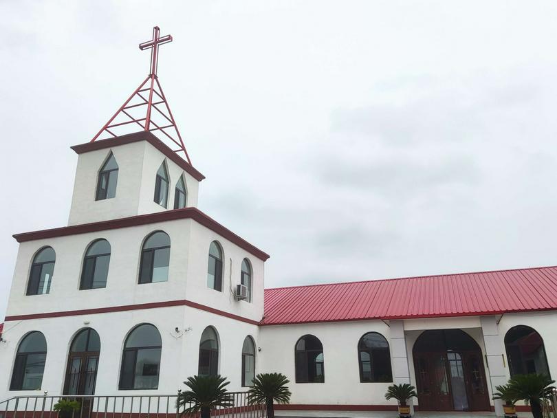 The exterior view of the Baicao Church in Baicao Village, Yingkou City, Liaoning Province.