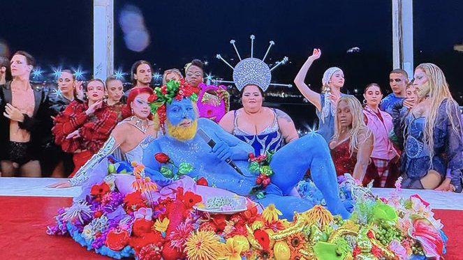 Olympic opening ceremony drag performance resembling Last Supper