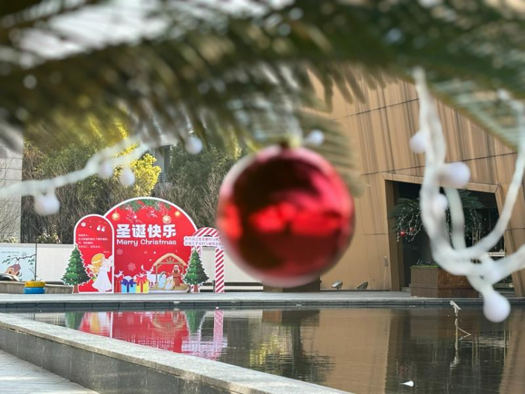 The inside of Rock Church in Hangzhou, Zhejiang, which was decorated at Christmas 2023