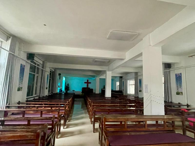 The interior picture of the Shouyang County Church in Jinzhong City, Shanxi Province