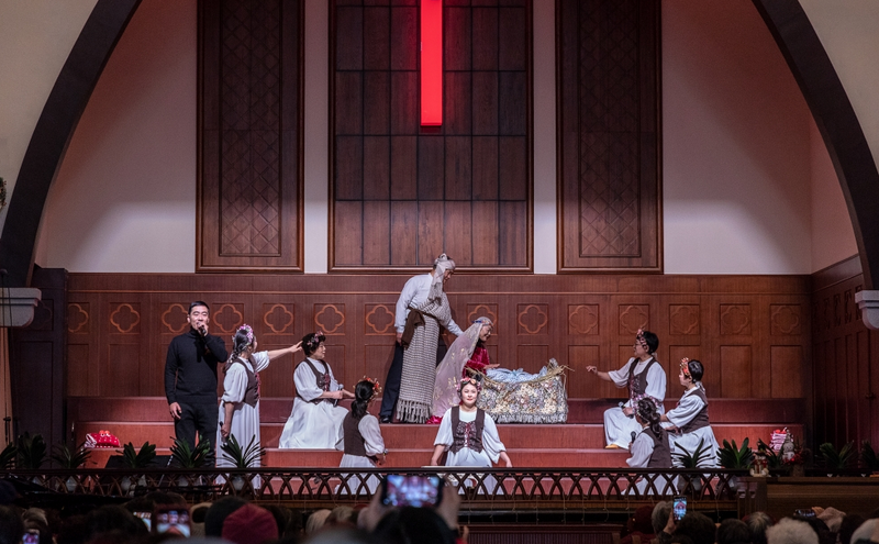 Christians dressed in costumes staged a Christmas play to mark Jesus's birth at Ningbo Centennial Church in Ningbo City, Zhejiang Province, during the week of 2024 Christmas.