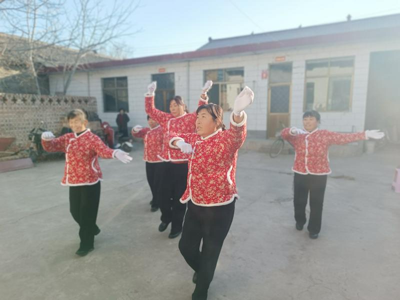 Four Christian women dressed in red and black presented a dance in early celebration of Christmas at a rural Christian activity venue in Linfen City, Shanxi Province, on December 21, 2024.