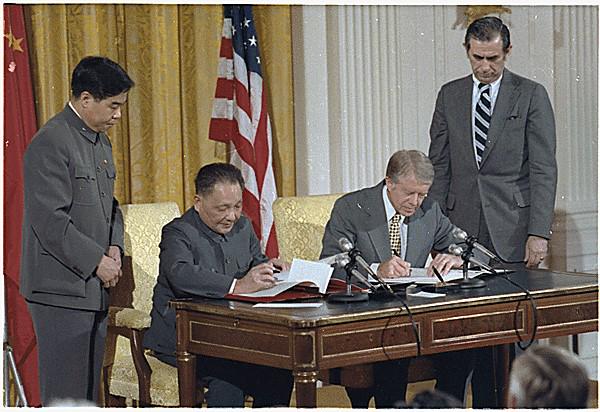 On Jan. 31, 1979, Chinese Vice Premier Deng Xiaoping and U.S. President Jimmy Carter signed historic diplomatic agreements between China and the United States. 