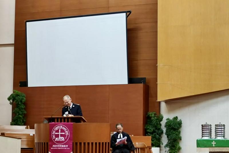 Colonel Philip Maxwell of the Salvation Army delivered a sermon during 2025 Week of Prayer for Christian Unity, the annual Joint Ecumenical Communion Service at the Tsung Tsin Mission of Hong Kong Sham Shui Po Church in Hong Kong on January 23, 2025.