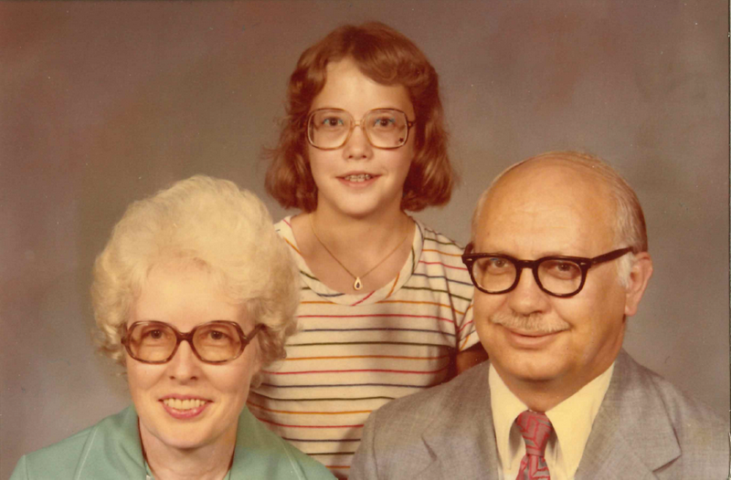 Ellen Touchstone with her parents in 1976