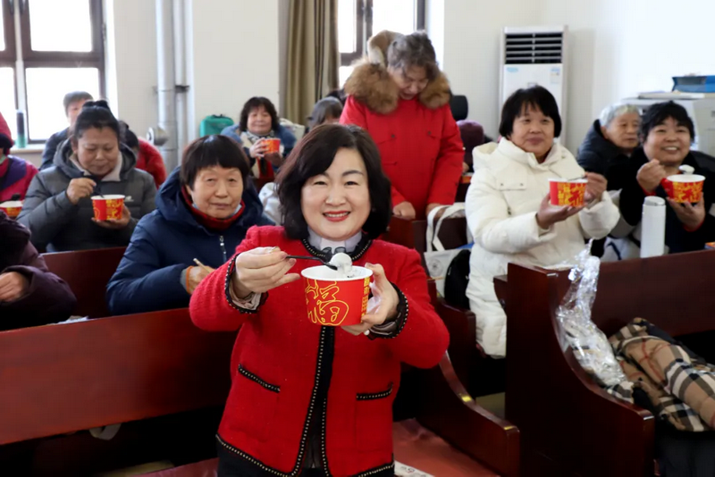 The elderly fellowship of Nankou Church enjoyed Yuanxiao to mark the Lantern Festival in Beijing City on February 11, 2025.