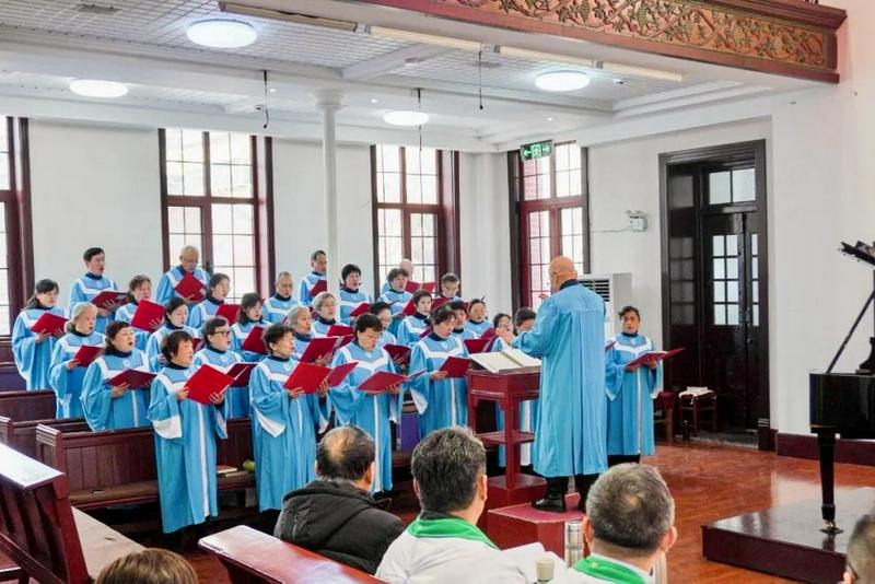 A choir performed during the World Day of Prayer event held by Jinan Municipal CC&TSPM at Jingsilu Church in Jinan City, Shandong Province, on March 7, 2025.