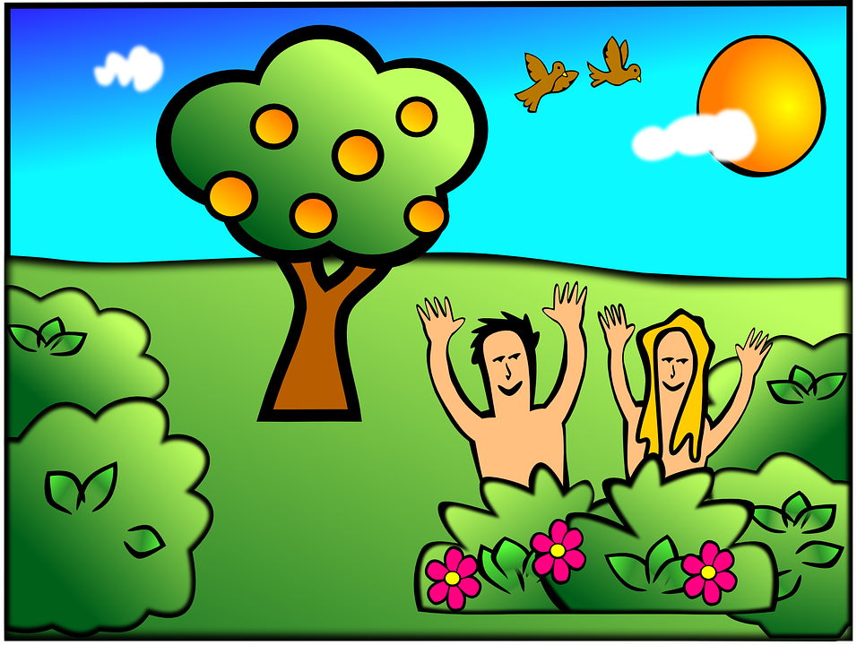 Adam and Eve in the Garden of Eden 2D animation