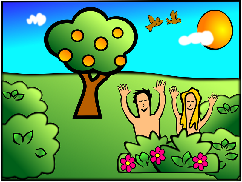 Adam and Eve in the Garden of Eden 2D animation