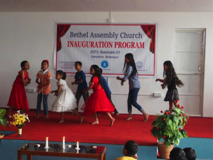 Nepalese children celebrates the Nepalese new year and the inguration of the new church