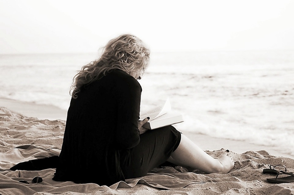 Woman reading peacefully