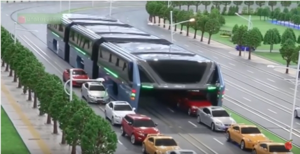 Forward to Less Air Pollution, Traffic Congestion: China’s Futuristic Elevated Bus’ Production Starts This Week
