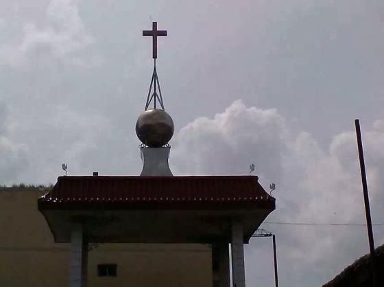 The cross on the top of Gospel Church of Huangyuan, Xining 