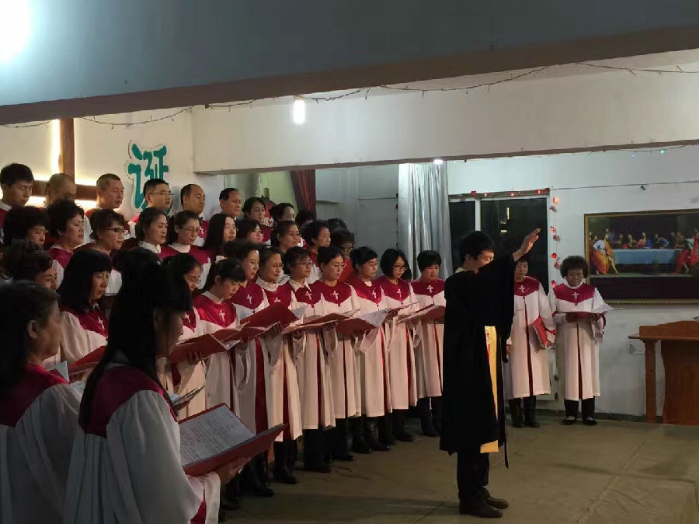 A Christian Church in Dalian celebrates Christmas