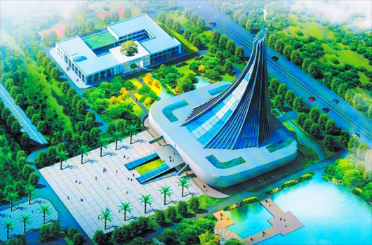 Blueprint of Xingsha Ecological Park, with the Xingsha Church in the middle of the park.