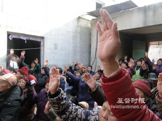 A gathering in a rural church during the Spring Festival 