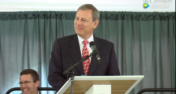 John Roberts spoke in the commencement ceremony of his son's school.