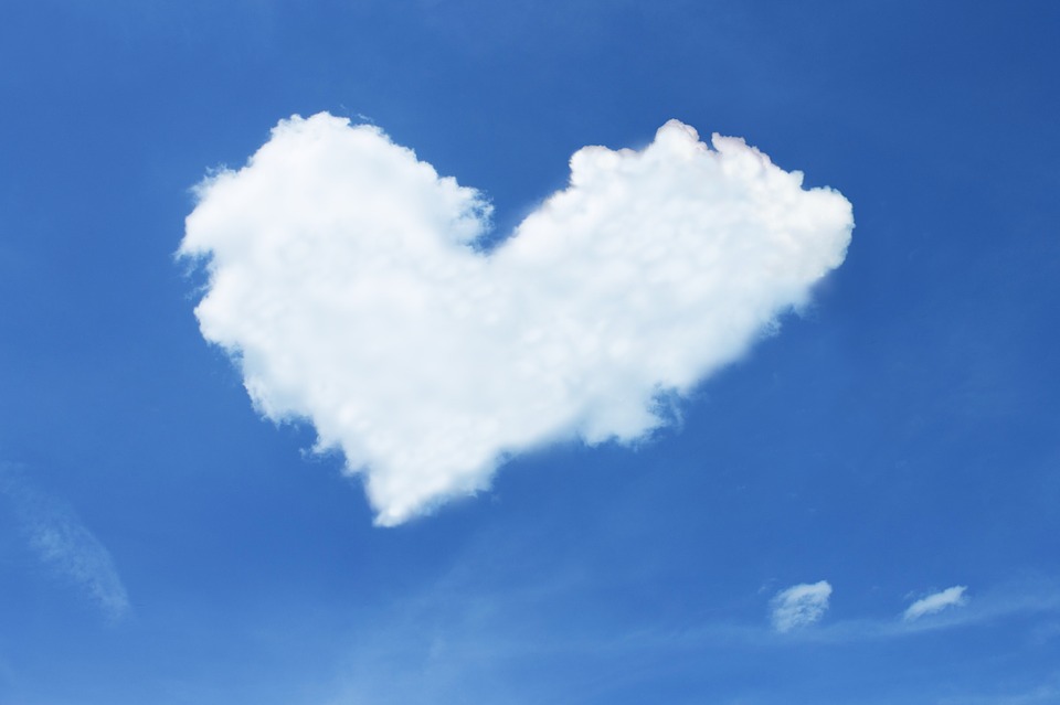 A cloud shaped like a heart.
