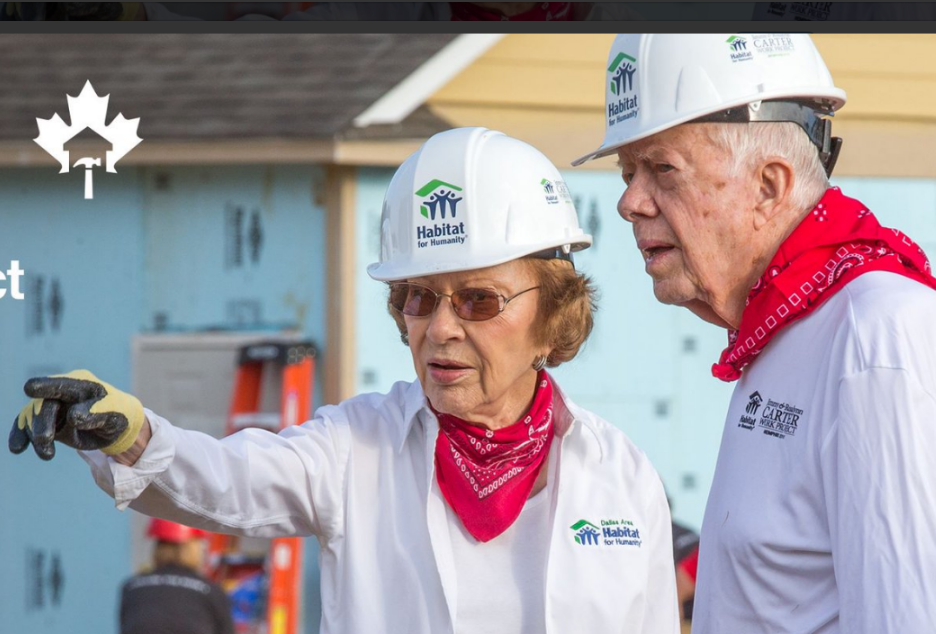 Jimmy Carter and Rosalynn Carter worked to build houses for local people in Canada. 