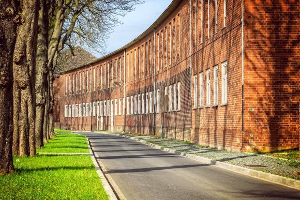 A road in a campus.