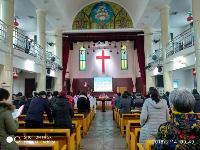 Elder Chen Li  presided over the Ash Wednesday service on Feb. 8, 2018, Shanxi. 