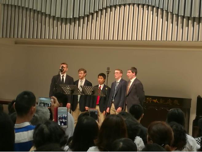 The Moody Bible Institute’s Men's Collegiate Choir sang a hymn on May 21, 2018. 