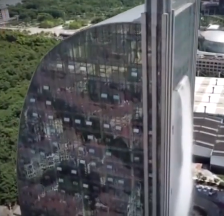 New skyscraper in China features 108-meter-tall waterfall