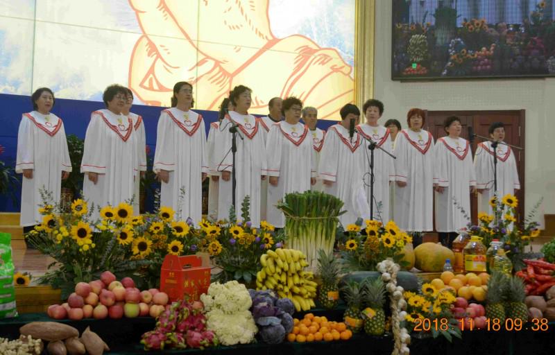 Fruit,vegetables, and oil were dedicated at the front of the church on Nov. 18, 2018.