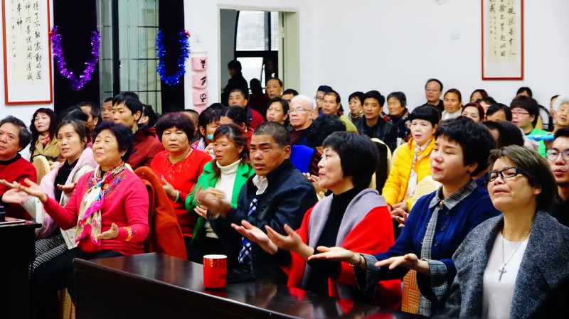 The congregation of Zhangzhou Beimen Church worshiped God on Feb. 4, 2019. 