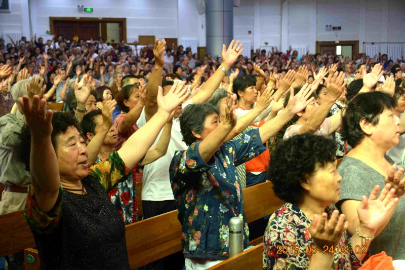 People worship in the church.
