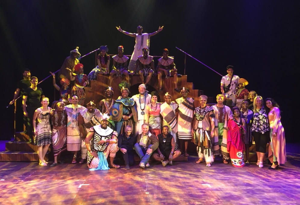 The cast and crew of ‘Daniel The Musical’ on stage after their final performance. 