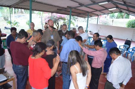 GASN and GMF members from Latin America pray together at a regional meeting in September.